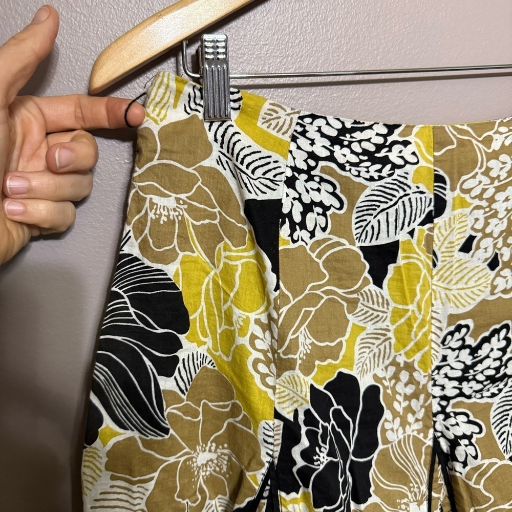 Willi Smith Floral Midi Skirt Women's Size 8 Neutral 100% Cotton - Picture 2 of 7